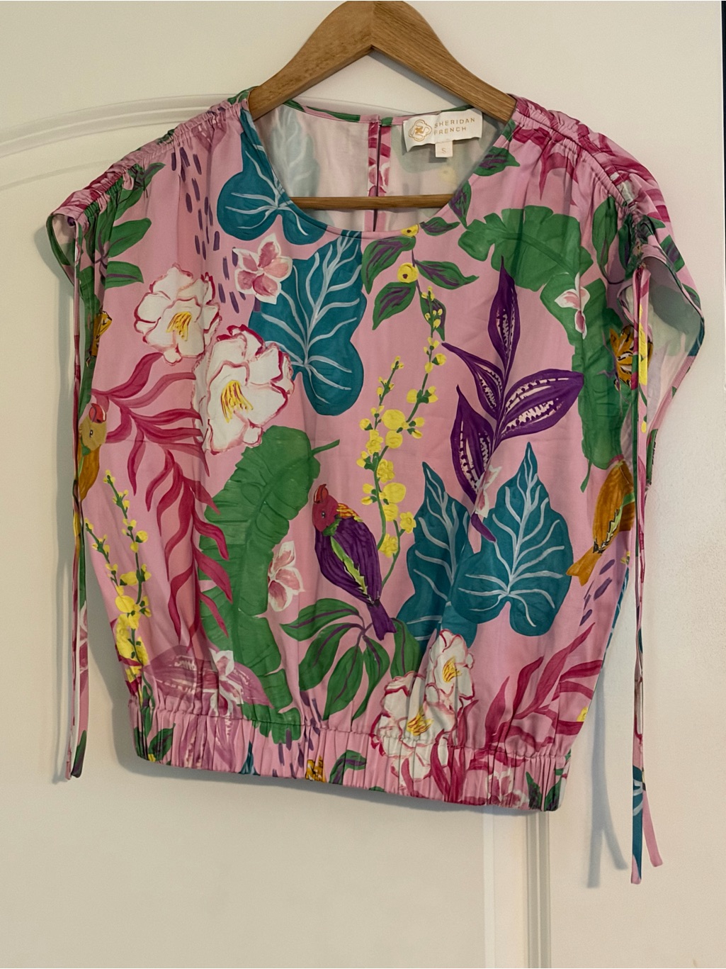 Tropical Floral Short Sleeve Blouse - Pink
